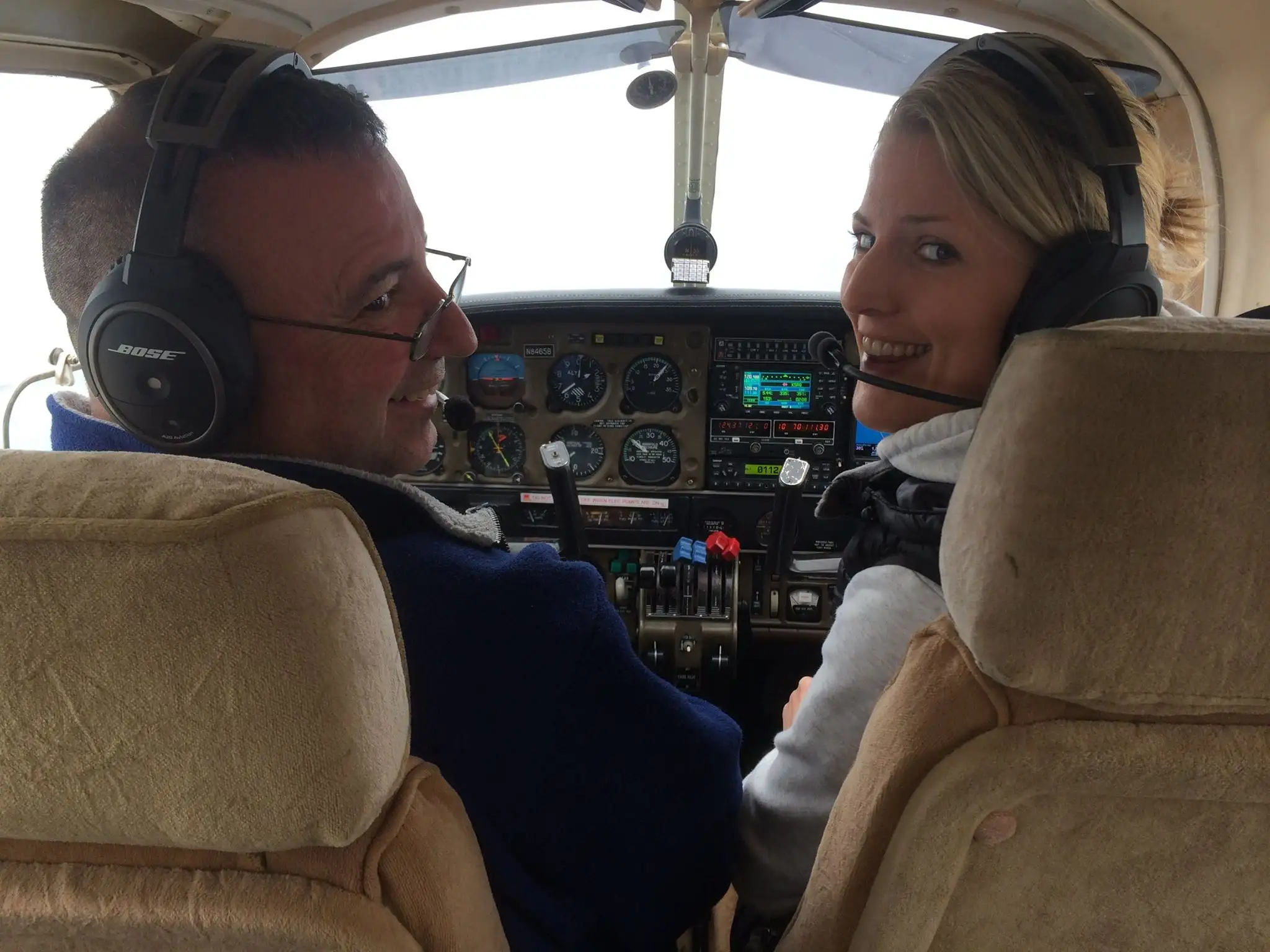 UFT pilots looking back inside plane