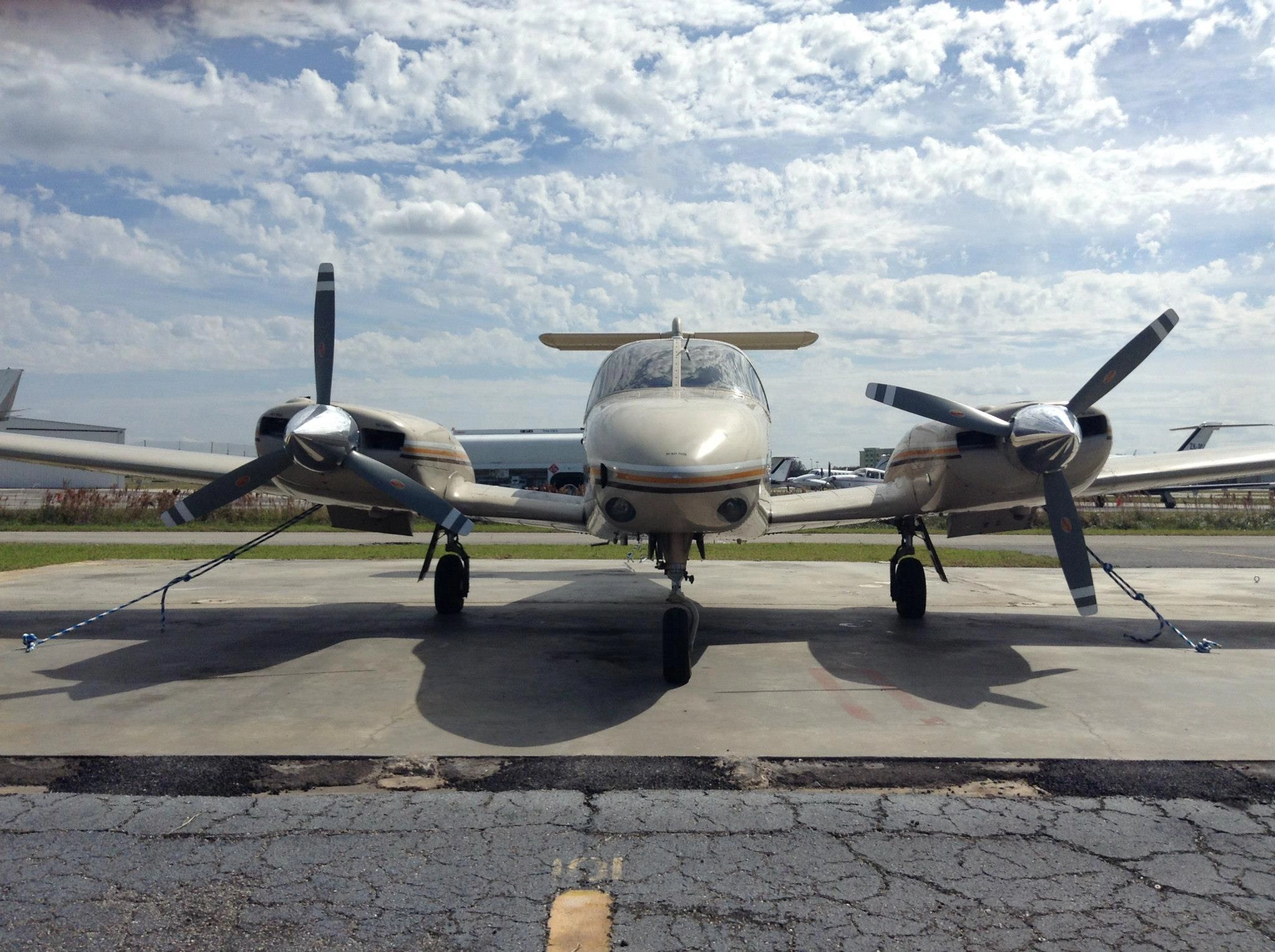 Multi-Engine aircraft seen from the front